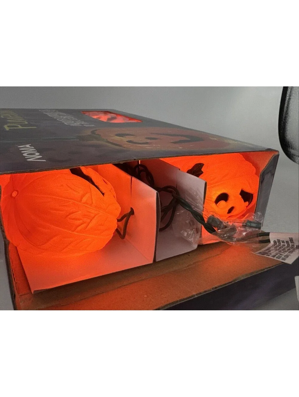 2 - Noma Blow Mold Pumpkin Lantern String Lights Indoor/outdoor Superbright Sets